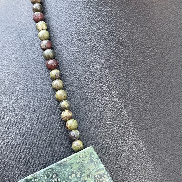 Rainforest Rhyolite Handmade Statement Necklace - Picture 4 of 6